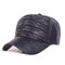 Womens Mens Adjustable Retro Style Warm Windproof PU Leather Baseball Cap Outdoor Sun Hat - Blue
