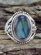 Vintage Oval-shape Shell Artificial Gems Alloy Rings - #01