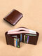 Ferricos RFID Antimagnetic Genuine Leather Vintage Tri-fold Large Capacity Short Wallet For Men - Dark Brown（Trifold）