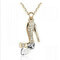 Crystal Cinderella Glass Slipper Pendant Necklace - Gold+White