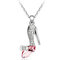 Crystal Cinderella Glass Slipper Pendant Necklace - Silver+Red