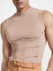 Men Sexy Cutout Pit Strip Sleeveless Slim Vest - Beige