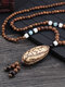 Vintage Ethnic Multiple Types Pendant Bodhi Plastic Resin Wood Bead Necklace - #01
