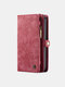 Men Vintage Faux Leather Multifunction Waterproof Long Wallet Phone Bag - Red