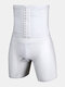 Men High Waist Slimming Underwear Tummy Control Thin Breathable Shapewear - White