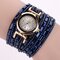 Fashion Quartz Wristwatch Multilayer Rhinestone Bracelet Strap Causal Watch for Women - Dark Blue