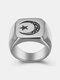 Retro Moon Star Sun Ring Titanium Steel Men's Ring - Silver
