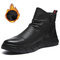 Men Leather Casual Warm  Martin Boots  - Black
