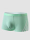 Men Side Striped Letter Waistband Breathable Pouches Comfy Boxers Briefs - Green
