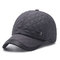 Mens Solid Color Ear Protection Warm Velvet Baseball Cap Winter Adjustable Casual Hat - Gray