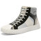 Men High Top Non-slip Color Blocking Lace Up Casual Skate Shoes - Gray