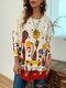 Cartoon Cat Print Cashmere Knit Plus Size Sweater for Women - Yellow