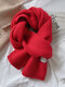 Unisex Knitted Thickened Solid Color Letter Cloth Label Autumn Winter Simple Warmth Scarf - Red