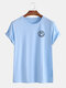 Mens Fun Deformed Smile Print Breathable T-shirt - Sky Blue