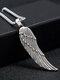 Trendy Hip Hop Carved Feather-shaped Alloy Stainless Steel Necklace - #02