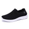 Men Knitted Fabric Slip On Light Weight Collapsible Heel Sport Walking Shoes - Black