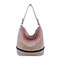 Women PU Leather Bucket Bag Large Capacity Tote Handbag Casual Shoulder Bag - Pink