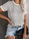 Leopard Print Short Sleeves O-neck Casual T-shirt - Apricot