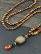 Vintage Ethnic Geometric-shape Pendant Beadeds Long Sweater Necklace Plastic Resin Wooden Necklaces - #05