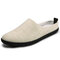 Men Comfy Linen Non Slip Soft Sole Casual Backless Slippers - Beige