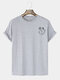 Mens Small Circle Chest Print 100% Cotton Casual Short Sleeve T-Shirts - Gray
