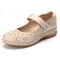 LOSTISY Splicing Hollow Out Hook Loop Casual Flat Shoes - Beige