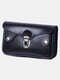 Men EDC Waterproof Genuine Leather Cow Leather Vintage Multifunction 6.5 Inch Phone Bag Belt Wallet - Black