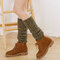 Women's Compression Socks Short Tube Socks Cashmere Wool Knitted Boots Socks - Army Green