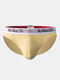 Men Plain Logo Waistband Pouch Briefs Low Waist Breathable Underwear - Khaki