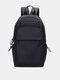 Men Oxford Casual Solid Color Large Capacity Waterproof Travel Backpack - Black