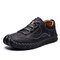 Men Microfiber Leather Hand Stitching Non Slip Anti-collision Casual Shoes - Black