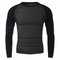 Mens Patchwork Casual Slim Fit Shirts Crew Neck Tee Cotton Long Sleeve T-Shirt Tops - Dark Gray