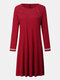 Multi-functional Maternity Front Button Three Quarter Sleeves Nursing Dress - Red