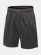 Mens Solid Color Quick Dry Pocket Elastic Waist Sporty Shorts - Gray