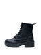 Women Pure Black Lace Up Wearable Comfortable Serpentine Short Boots - Black