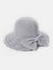 Women Bowknot Decoration Opening Breathable Sunscreen Straw Hat - Gray