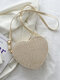 Heart-shaped Braided Crossbody Bag Shoulder Bag - Beige