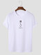 Mens Character Letter Print Crew Neck Daily Short Sleeve T-Shirts - White