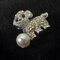 Broches lindos de moda Puppy Pet Perro Broches de perlas de plata con diamantes de imitación Vestido Accesorios para Mujer - Perro