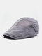 Men Cotton Mesh Patchwork Solid Color Breathable Casual Beret Flat Cap - Gray