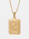 Vintage Gold Square Stainless Steel Letter Pattern Pendant - C