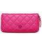 Women Casual Long Card Bag Leisure Grain Wallet - Rose Red