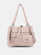 Vintage Faux Leather Waterproof Crossbody Bag Multi-pocket Large Capacity Handbag Tote - Pink