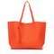 Women PU Leather Solid Casual Tassel Handbag Simple Shopping Shoulder Bag - Orange L