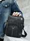 Men Business Retro Genuine Leather Waterproof Wear-resisting Crossbody Bag - Black