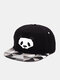 Unisex Cotton Cartoon Panda Pattern Offset Printing Flat-edge Hip-hop Baseball Cap - Black