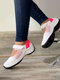 Women Splicing Colorblock Hook Loop Casual Wearable Platform Sneakers - White