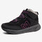 Women Comfy Cotton Shows Winter Warm Hook Loop Flat Ankle Snow Walking Boots - Black
