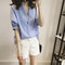 Women's  Design Sense Of The Small Short-sleeved Loose Striped Shirt - Blue