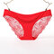 Plus Size Lace Seamless Ice Silk Low Rise Hip Lifting Panties - Red